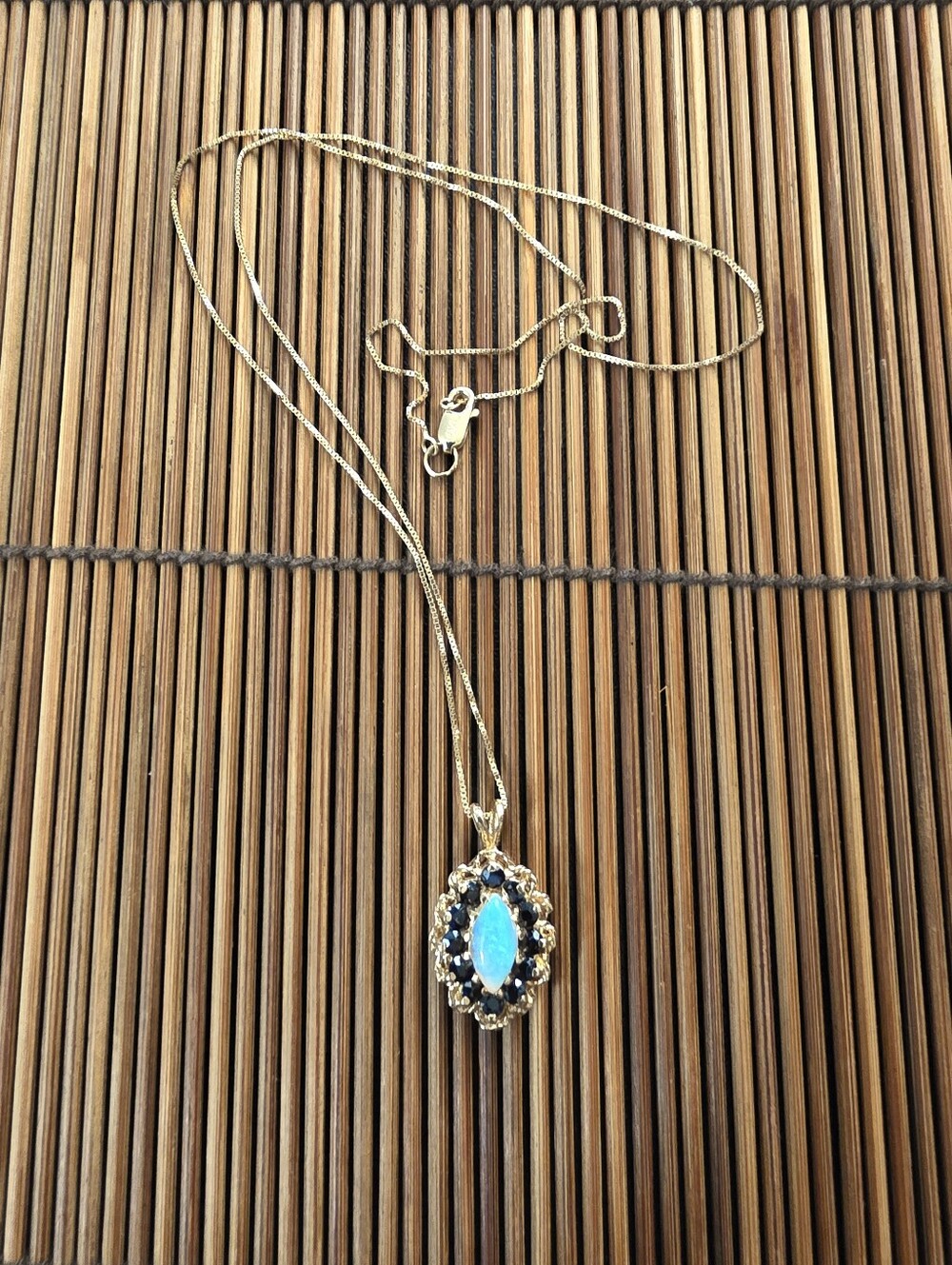 14k Opal,spinel Yellow Gold Necklace